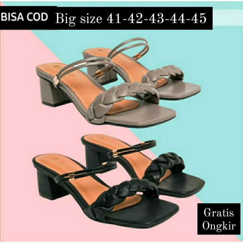 Sandal Wanita Uk Besar 41,42,43,44,45 Hak 5cm/Sandal Kerja Uk Big Size Jumbo/Sandal Santai &amp; Keundangan OverSize