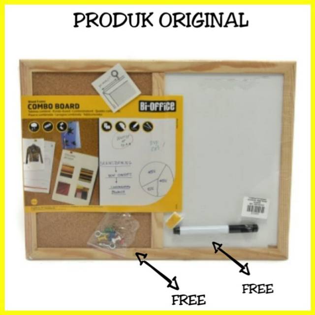 

Combo Pin Cork Board 90x60cm 60x45cm Combination Cork White Board Papan Tulis Kombinasi 40x30cm