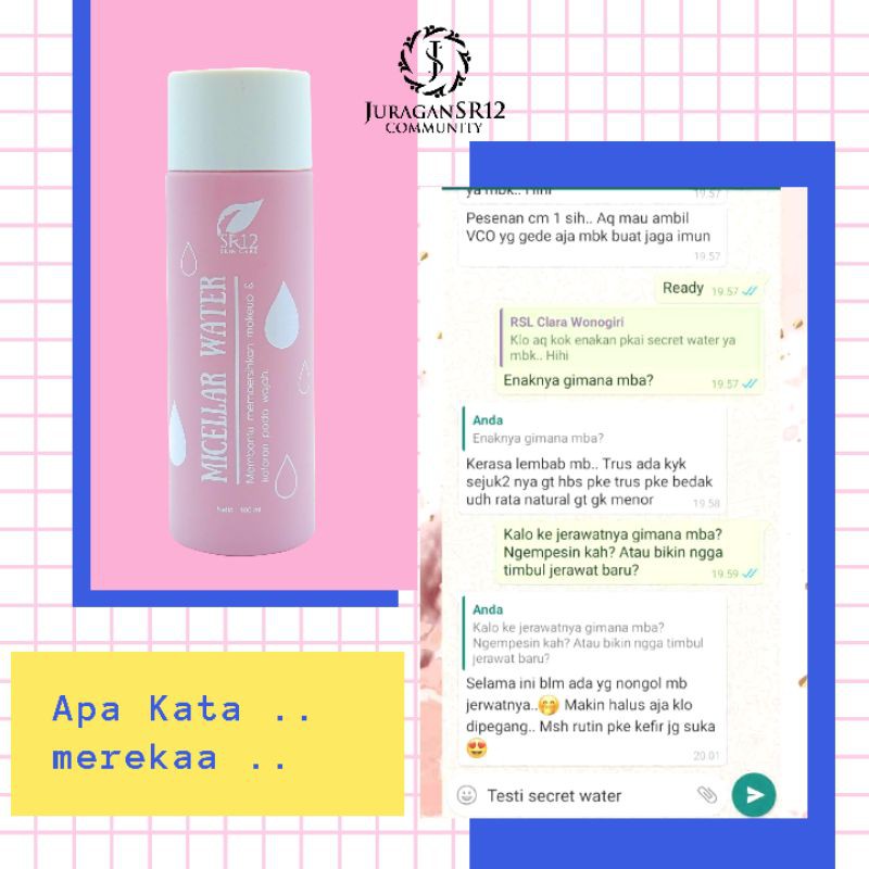 SR12 MICELLAR WATER / MELEMBABKAN WAJAH SECARA ALAMI DAN MEMBERSIHKAN SISA MAKEUP