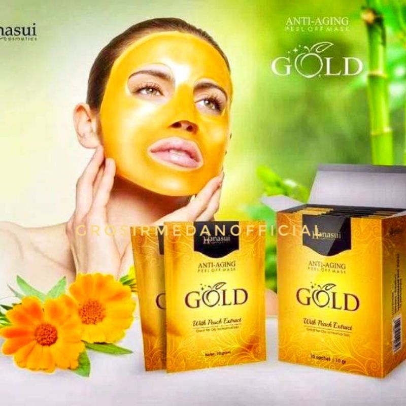 MASKER NATURGO GOLD - HANASUI ANTI AGING PEEL OFF MASK GOLD WITH PEACH EXTRACT