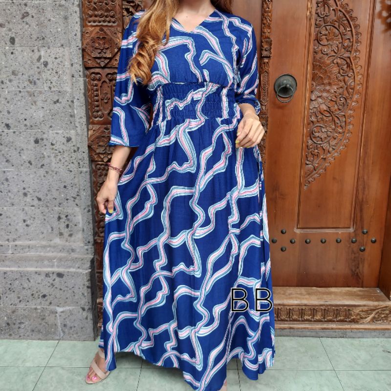 GAMIS BALI / DRES MOZA ( lengan lonceng)-Vanesa dongker