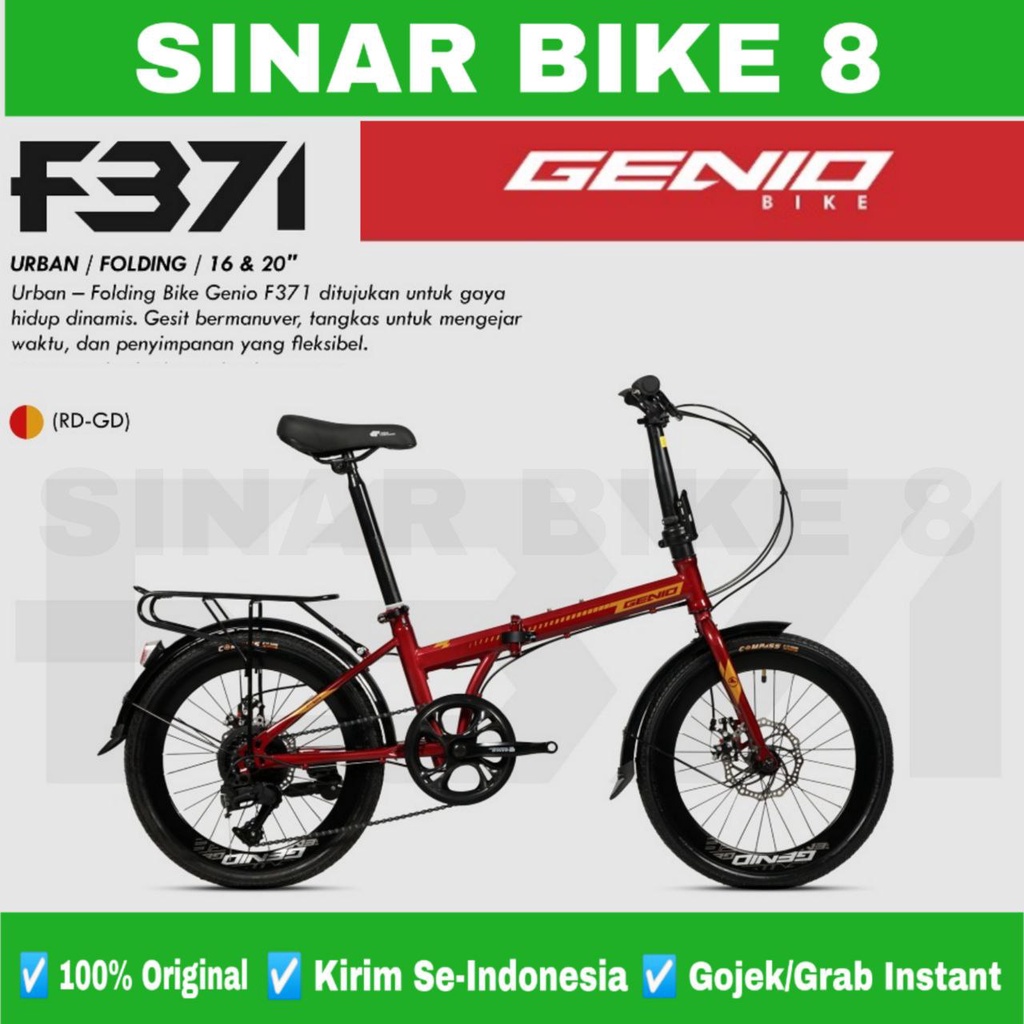 Sepeda Lipat Ukuran 16&quot; &amp; 20&quot; Inch GENIO F 371 Rem Cakram 7 Speed