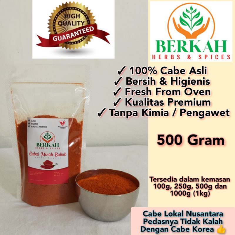 

Cabe Bubuk Asli Pedas 500gr / Cabai Merah Bubuk Asli Rempah Jsr Chilli Powder Kualitas Premium