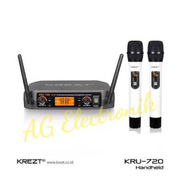 Mic wireless KREZT KRU-720(2 mic pegang)