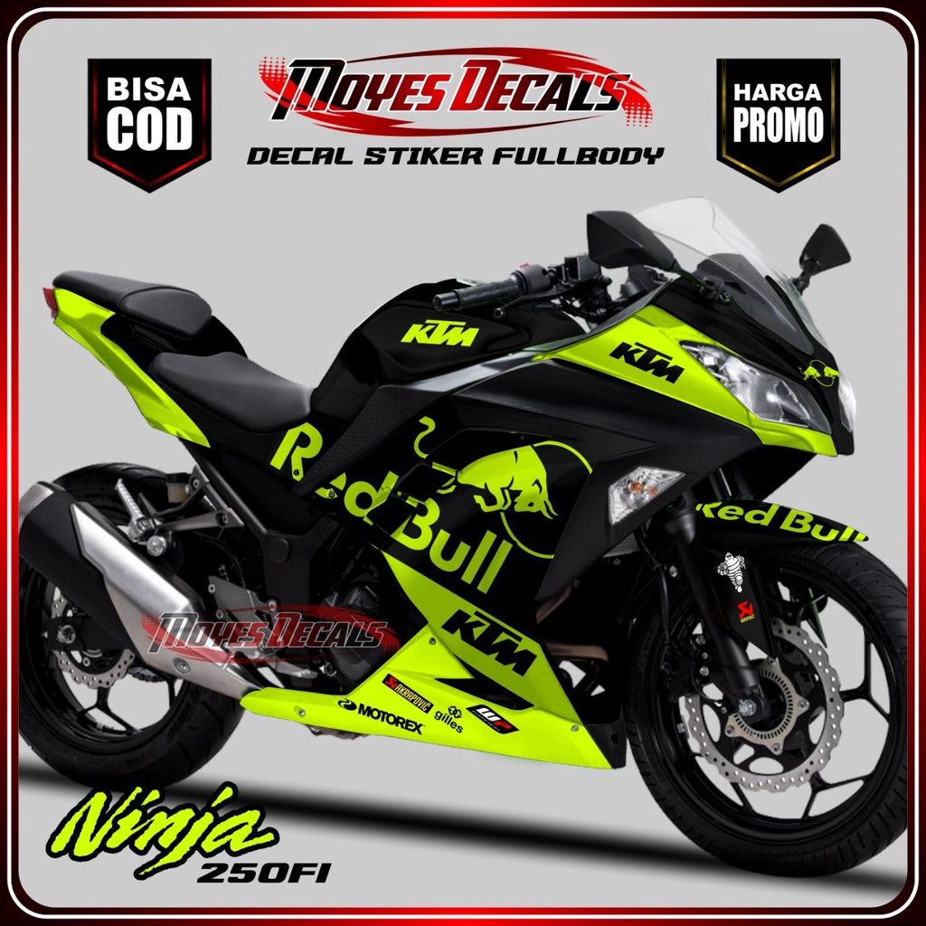 Decal Ninja 250 FI Series Redbulls Hitam Stabilo