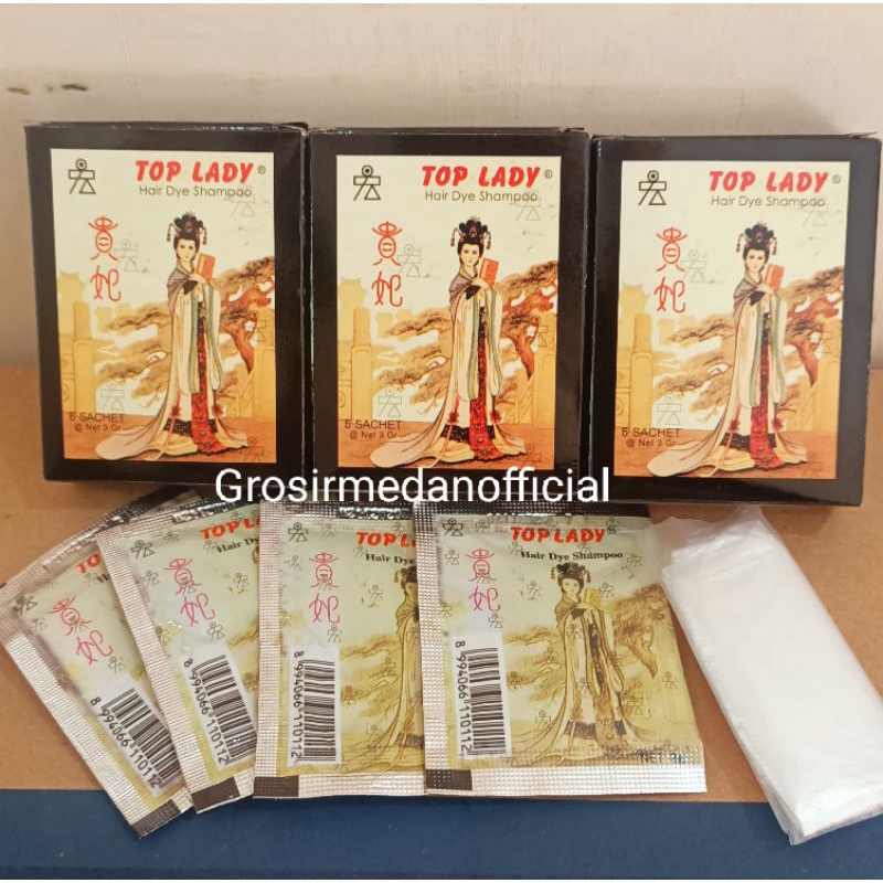 TOP LADY - HAIR DYE SHAMPOO - SEMIR RAMBUT WARNA HITAM