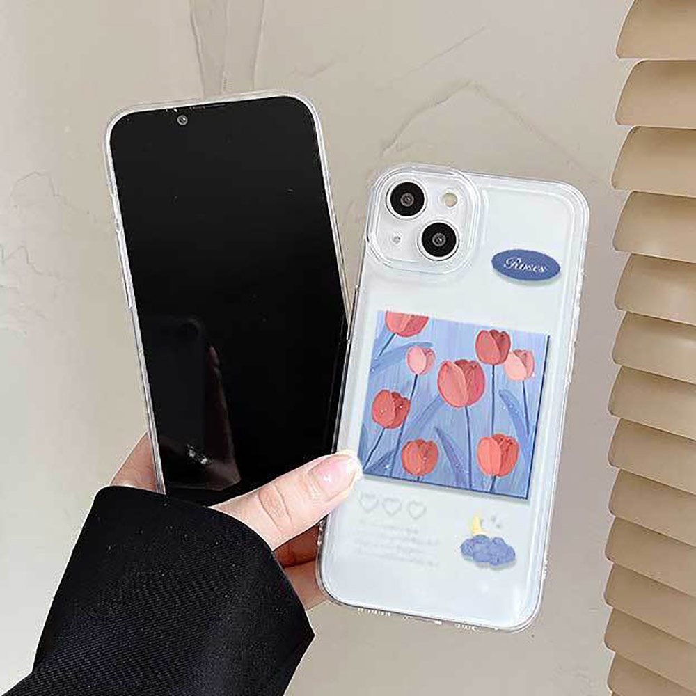 Soft Case Transparan Motif Bunga Tulip Untuk iPhone 13 11 12 Pro Max X XR XS Max 7 8 Plus SE 2020 2022