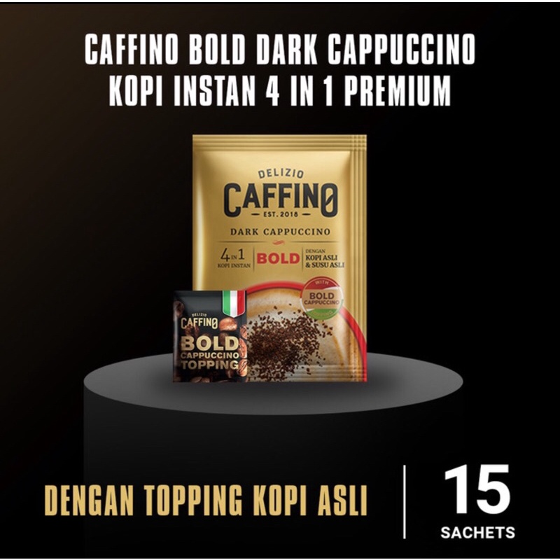 Kopi Delizio Caffino Bold Dark Cappuccino 1 renceng Kopi sachet instan