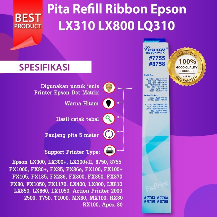 Pita Refill Ribbon # 8758 PRINTER LX 300 LX 800 LQ 310 LX310