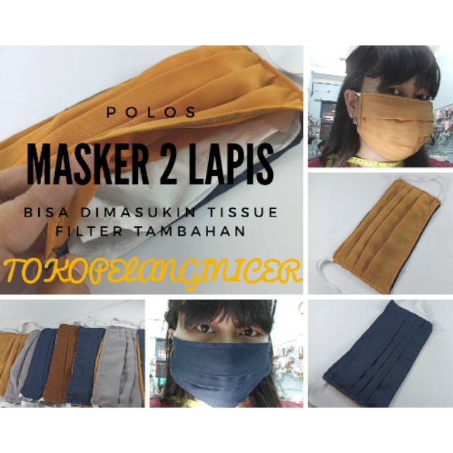 Masker Karet Polos Lapis Dua dan Satu /Masker Kain Bagus Tebal /Masker Katun Murah Bagus Bisa Filter