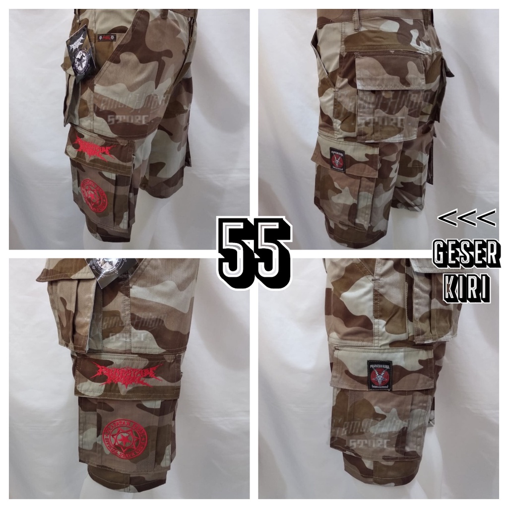 [GESER KIRI] Prapatan Rebel Celana Cargo Pendek Kempol Alpin Pendek Army Doreng TNI Tentara PDL Punk