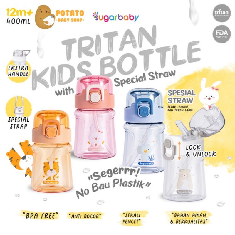 Sugar Baby Tritan Kid Bottle 400 Ml With Special Straw - Botol Minum Anak