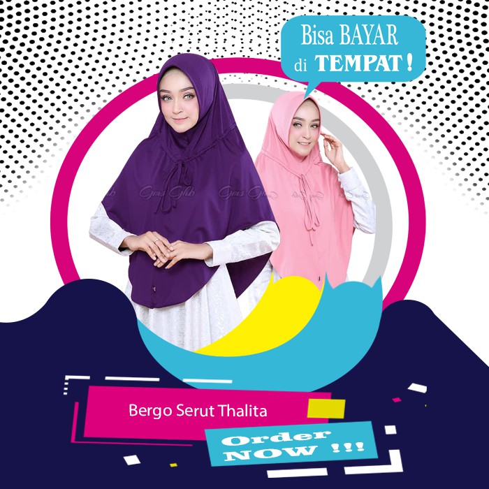 Hijab Syari Bergo Syari Jersey Pad Antem Aksen Tali Serut Thalita Premium