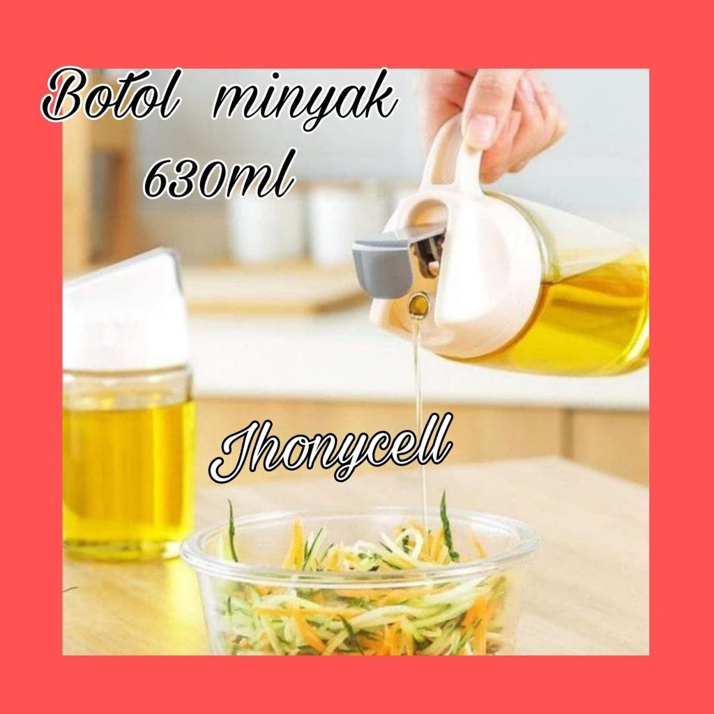 (JC)Botol Kaca Minyak Goreng 630ml / Bottle Oil Pot 630 ml Wadah Tempat Penyimpanan Bumbu Dapur Cuka Masak Kecap Asin Manis Saus Minyak Wijen Dengan Tutup Otomatis Automatic Multifungsi Anti Tumpah