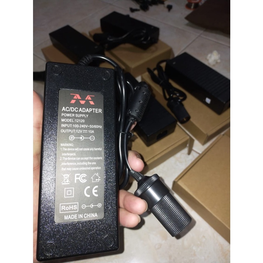 Adaptor Adapter AC DC Car Charger Switch 12V 10A Output Soket Lighter
