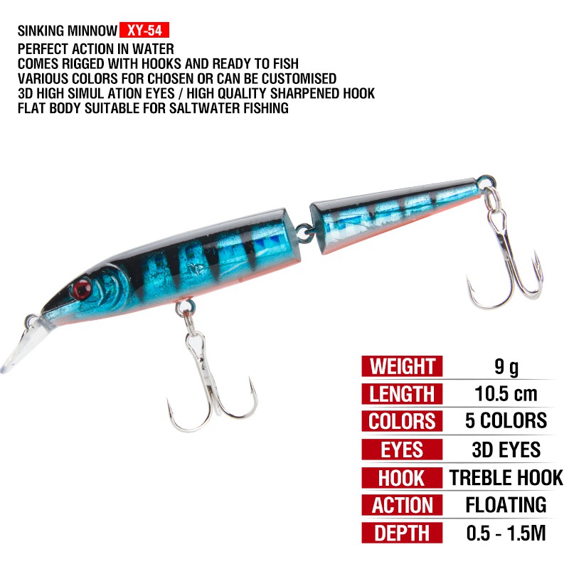 Alat Pancing 10cm/7.5g Umpan Pancing Buatan Minnow Lure Plastic Bait CrankBait Umpan Ikan Umpan Mancing Kail Pancing relix nusantara Umpan Pancing Umpan Mancing CrankSet 2-Segment Alat Pancing Murah