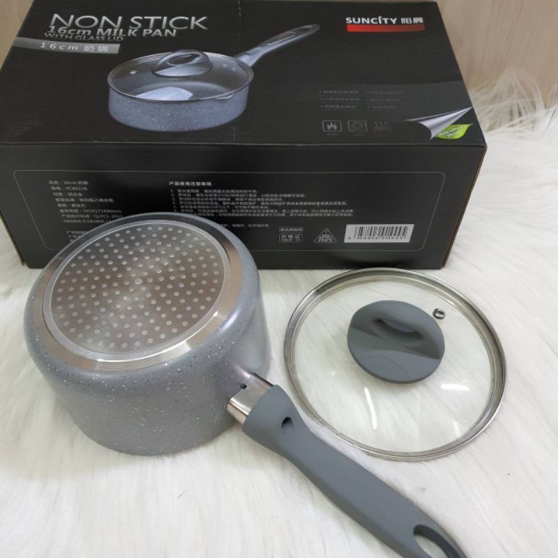 panci set kukusan steamer goreng deep fry 16cm marble teflon anti lengket