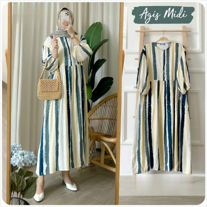 AGIS MIDI DRESS / MIDI DRESS RAYON MOTIF RAYON / MIDI DRESS TERBARU / MIDI DRESS BUSUI / MID DRESS R