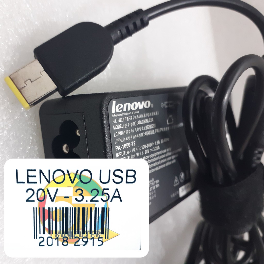 ADAPTOR/CHARGER LAPTOP LENOVO Compatible For 20V-3,25A USB