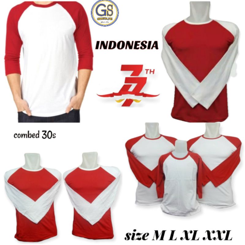 kaos raglan merah putih spesial 17 agustus