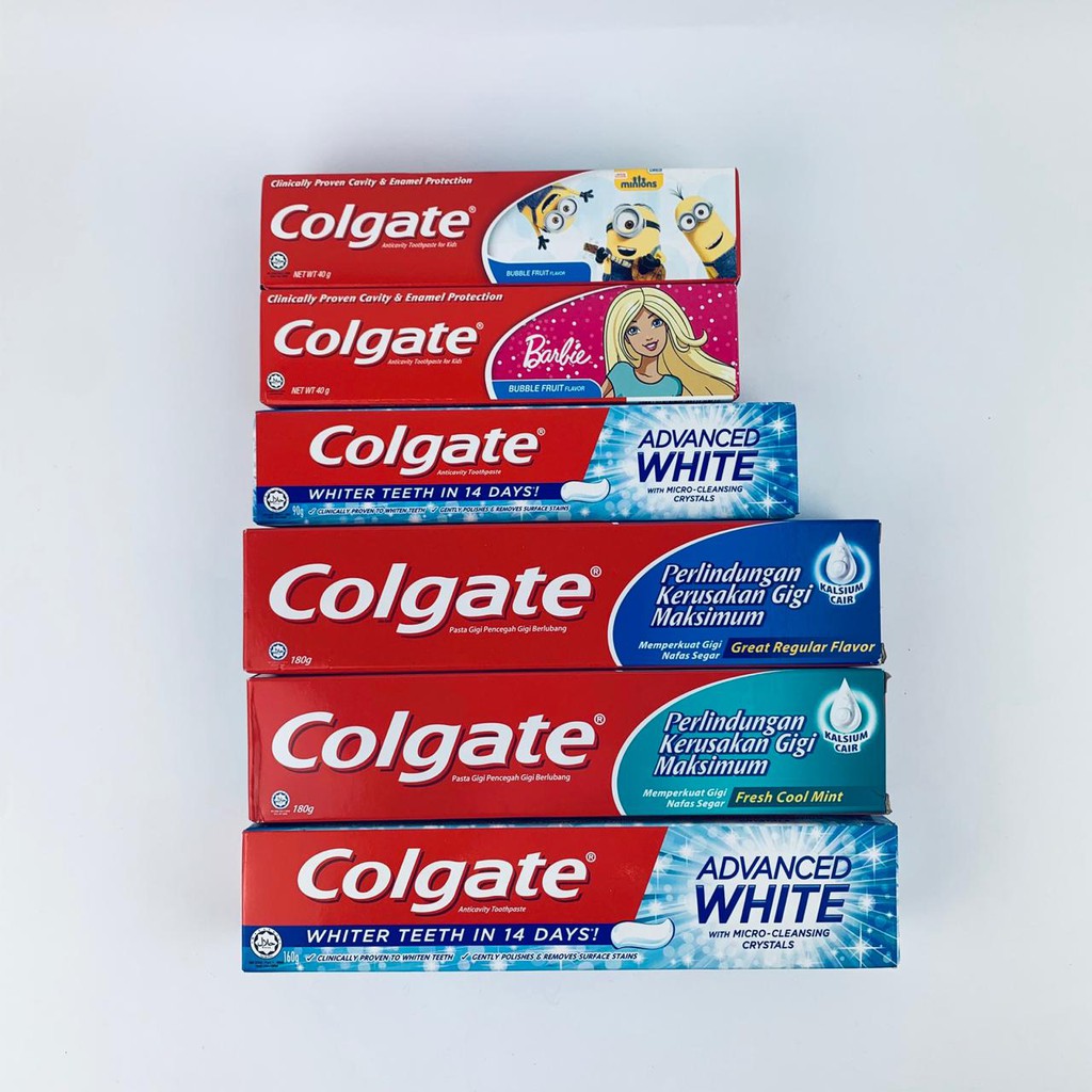 COLGATE/Advance white/Fresh Cool Mint/ Great Regular Flavor/ Bubble Fruit Flavor