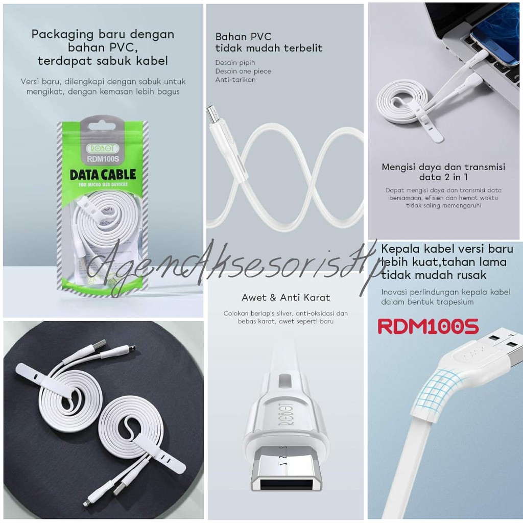 Robot 1M RDM100S Data Cable Micro USB 2A Fast Charging Kabel Casan For Android