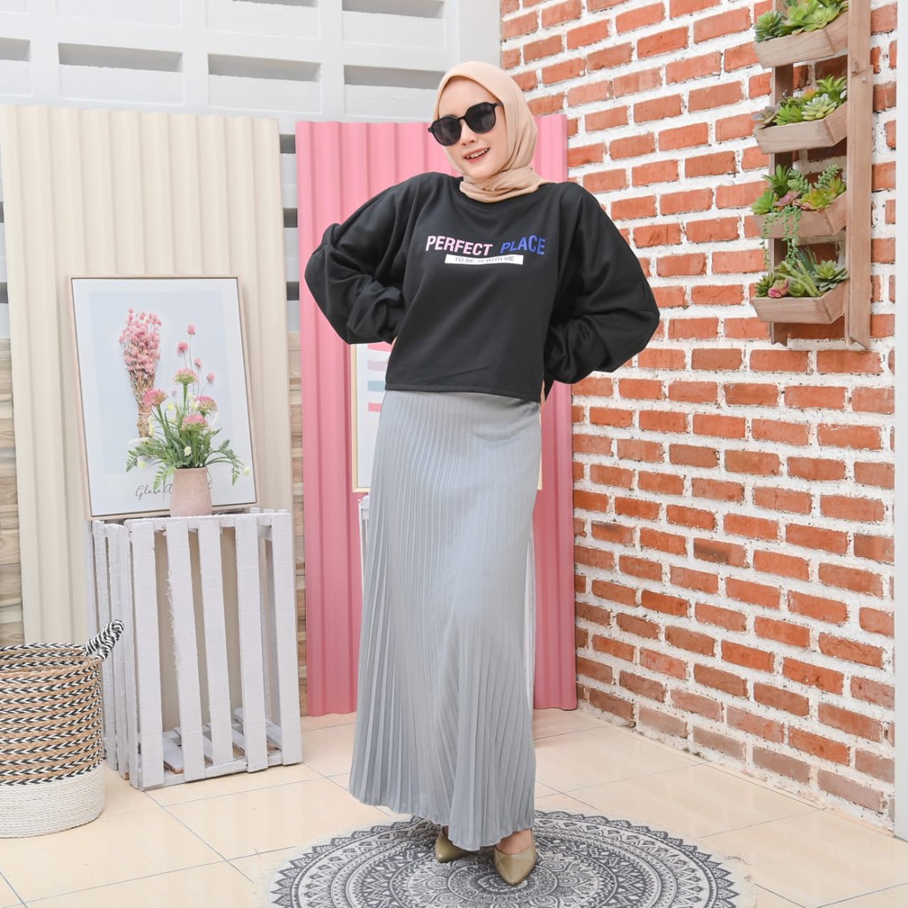 [CYC | COD] Outwear Perfect Place Oversize Sweater Crope Fleece Wanita Trendy Murah