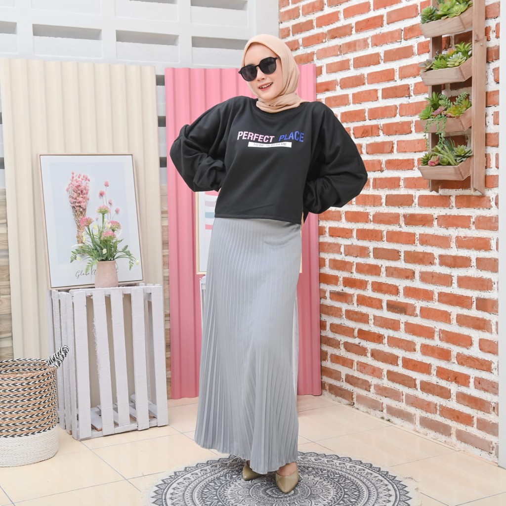 [CYC | COD] Outwear Perfect Place Oversize Sweater Crope Fleece Wanita Trendy Murah