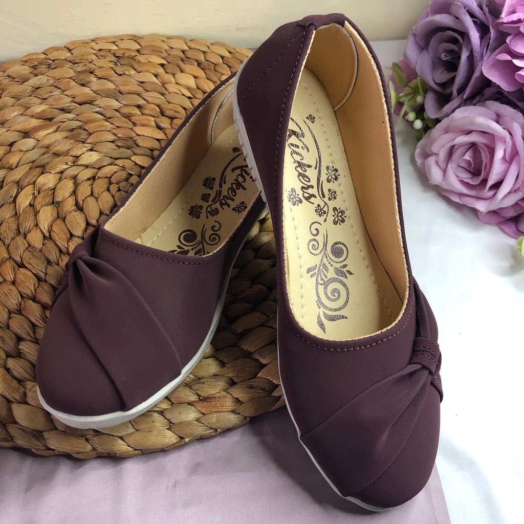 sepatu cewek polos pita samping terbaru sepatu wanita fashionable modern muslimah flatshoes bl pita samping 1