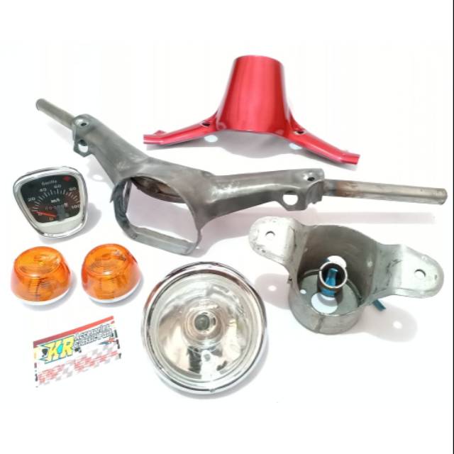 Paket set lengkap stang Honda C70 headlamp kaca bening H4