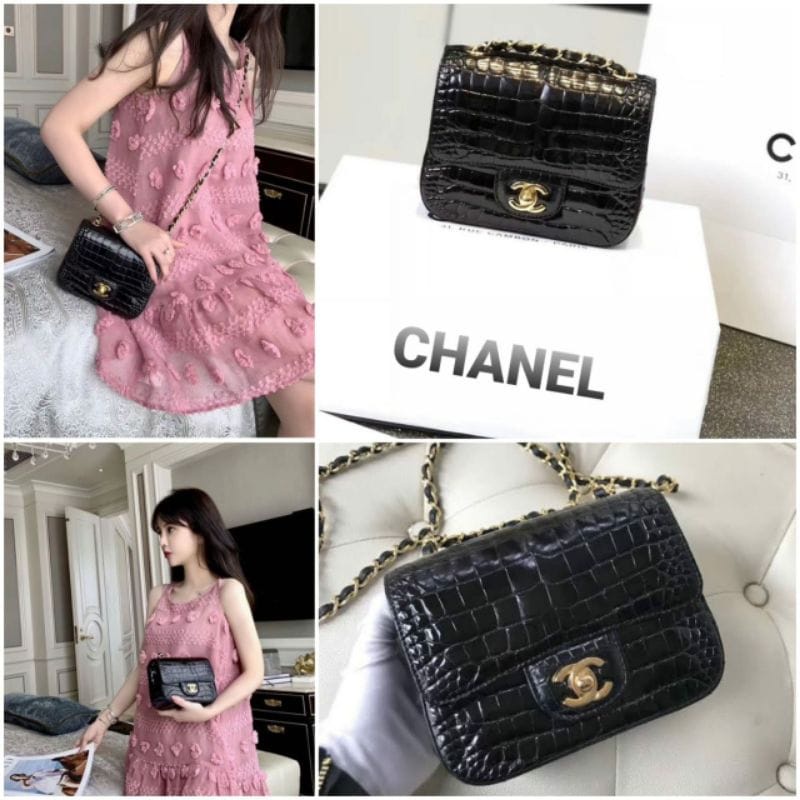 TAS IMPORT BABY CROCO SMALL FREE BOX AAC. GOLD 2 FUNGSI UK.19 BRANDED BAG SLEMPANG MINI MIRROR SUPER VIBELLESHOPBAGS 0979