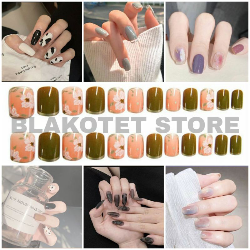 Fake Nails Art / Kuku Palsu 24 Pcs (R121-R140) FREE LEM CAIR 2gr