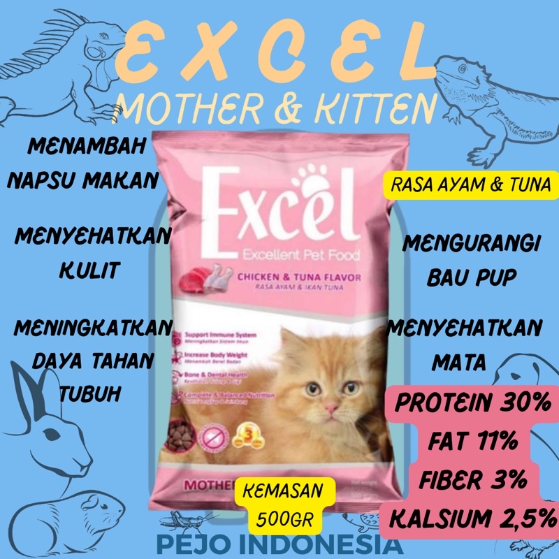 Excel Mother &amp; Kitten 500gr Makanan Kucing Cat Food