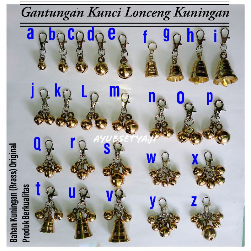 Lonceng kuningan Gantungan Kunci klintingan krincingan (KODE A-S) lonceng pendaki tas gunung outdoor