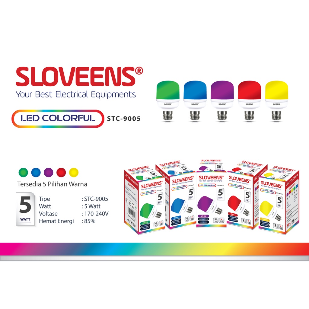 Sloveens LED Colorfull Lampu LED Warna 5 Watt