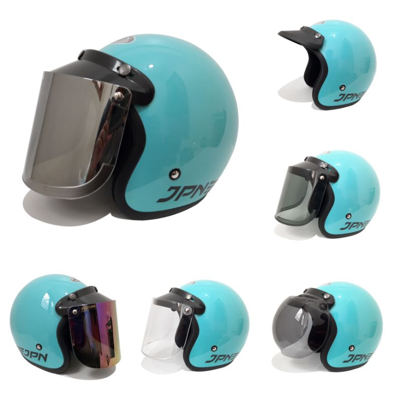 Helm Bogo Jpn Retro Biru Tosca Metalic