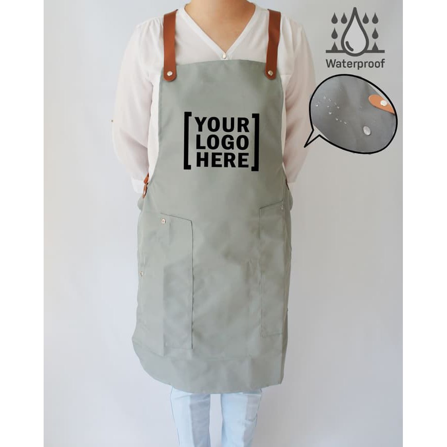 Apron Barista/Apron Barbershop/Celemek Waterproof - Pakai Logo Sendiri