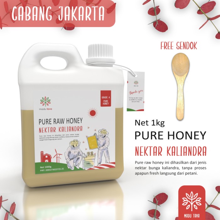 

Madu Murni Asli Tava Nektar Kaliandra 1kg 100% Pure Raw Honey Alami