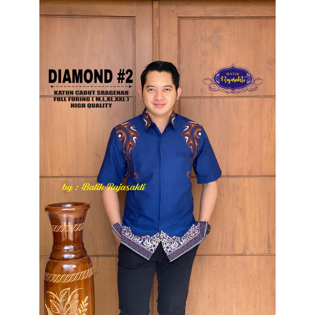 DIAMOND 2 RAJASAKTI KEMEJA BATIK SOLO PRIA LENGAN PENDEK LAPIS FURING ATASAN BATIK PREMIUM MODERN KATUN HALUS BAHUWIRYA  BANAMITRA BANAMITRA PUTIH BANGSAWAN BAYU PUTRA BERLIAN BIRU BHARATAYUDA BIMASENA BIRENDRA BIRU INDAH BRAHMAKERTA BRAHMAKERTA MERAH