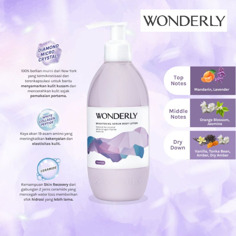 Wonderly Fearless Ungu Brightening Serum Body Lotion Tubuh 300 ml terinspirasi Wangi Mewah parfum dunia Perawatan Kecantikan Badan