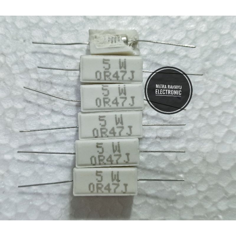 Resistor Kapur 5 Watt 0,47 ohm Resistor Kapur 047 Ohm 5 Watt 0r47 5watt 047ohm 5 Watt