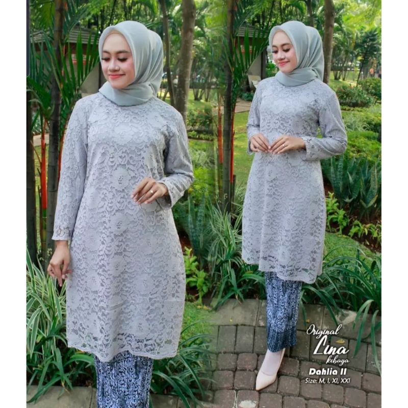 (Cod) bisa bayar di tempat atasan kebaya brukat tunik bahan tebal bukan yang tipis