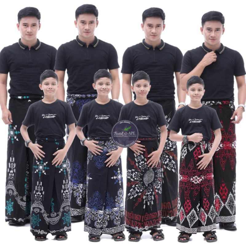 SARUNG COUPLE  BAPAK DEWASA DAN ANAK BATIK CAP LILIN MALAM ASLI MANUAL HANDMADE BUKAN PRINTING