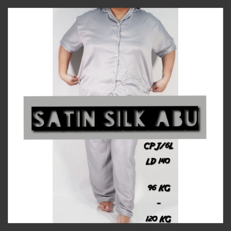 Baju tidur satin polos wanita dewasa setelan celana panjang lengan pendek / Pakaian piyama perempuan