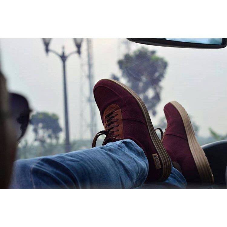 Sepatu Casual Prodigo Footwear Trikora Maroon Handmade Bandung original | Murah | Keren | terbaru