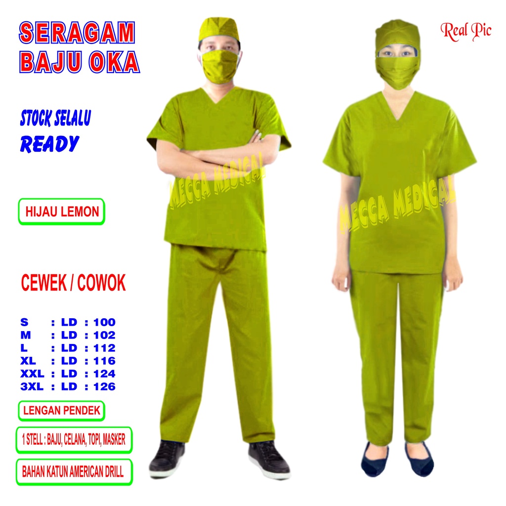 Baju OK   Baju OKA   Baju Perawat   Baju Jaga Pria &amp; Wanita Lengan Pendek Ready