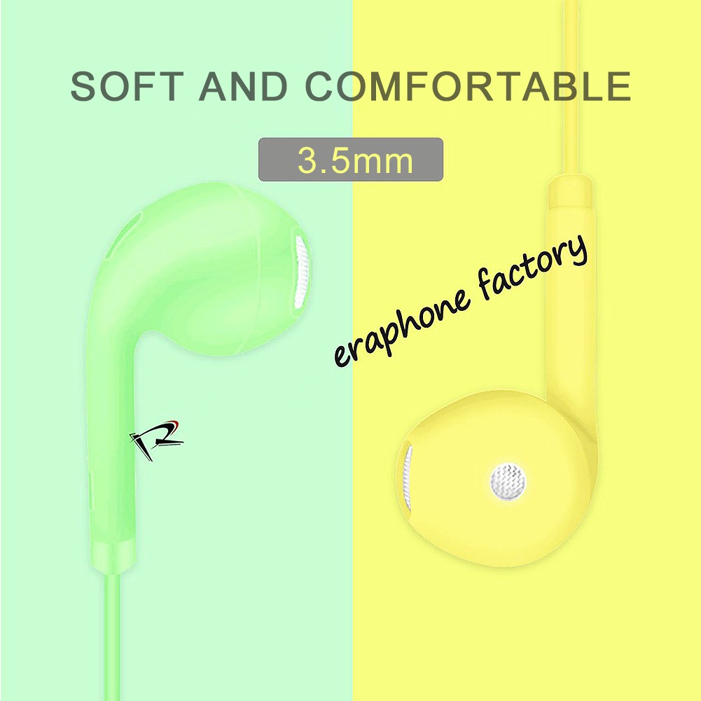 Earphone In-Ear Musik Universal Desain Macaron Dengan Kabel Jack 3.5mm Untuk Smartphone