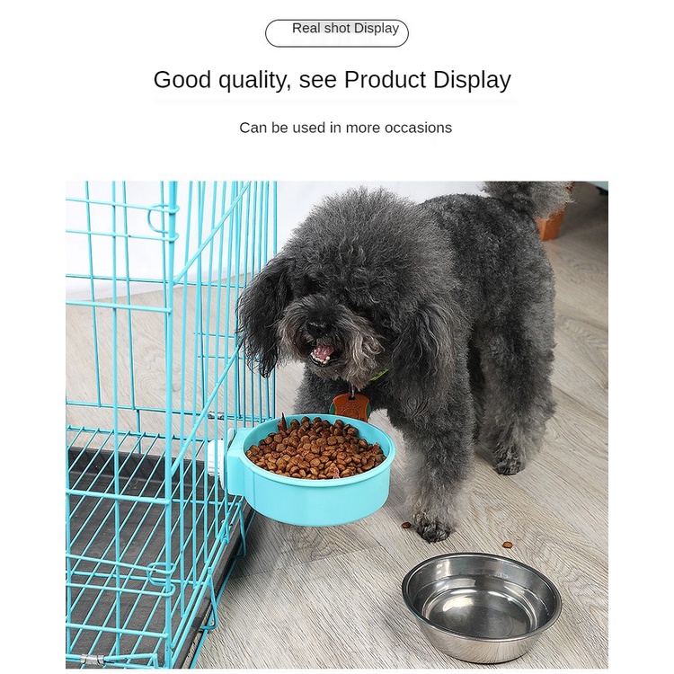 Pet Bowl Stainless Steel Dog Cat Feeder Cage Hanging Mangkuk Tempat Makan Minum Kucing Anjing