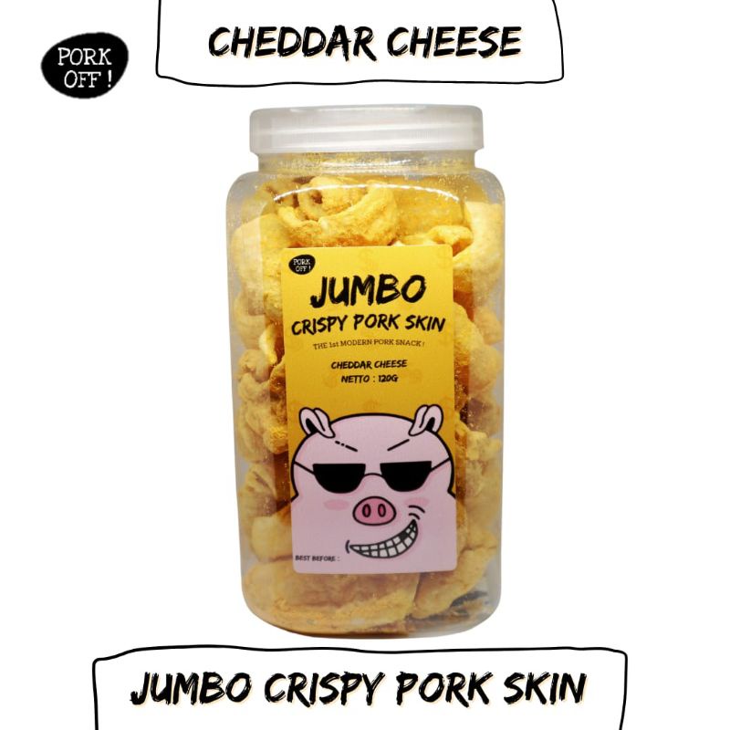 

Kerupuk Kulit Babi Jumbo Cheddar Cheese / Jumbo Crispy Pork Skin PORK OFF