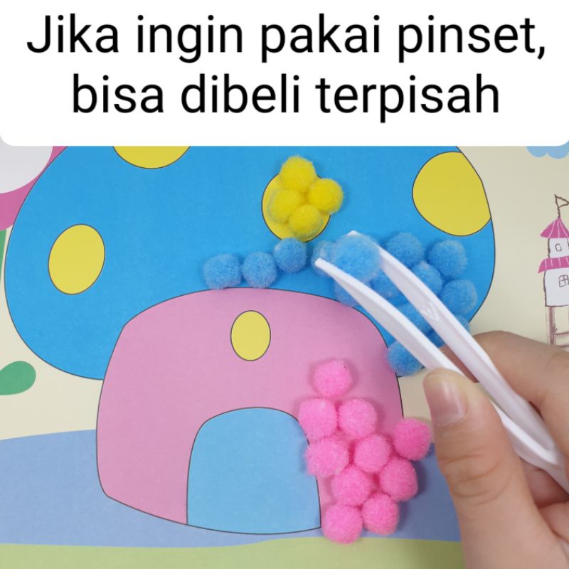 ED24 TEMPEL POM POM, DIY MAINAN EDUKASI ANAK STICKER PRAKARYA GOODIE BAG MONTESSORI IMAJIKIDO-5
